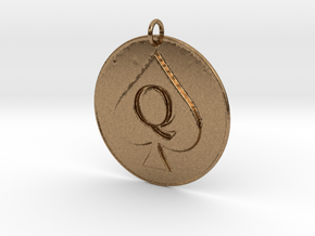 Queen of Spades Pendant in Natural Brass
