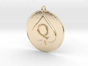 Queen of Spades Pendant in 14k Gold Plated Brass