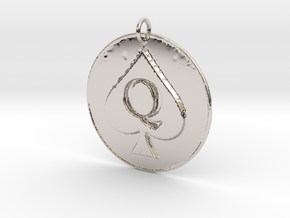 Queen of Spades Pendant in Rhodium Plated Brass