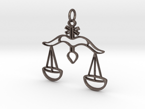 Scales of Justice Pendant in Polished Bronzed Silver Steel