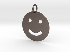 Smiley Keychain in Polished Bronzed Silver Steel