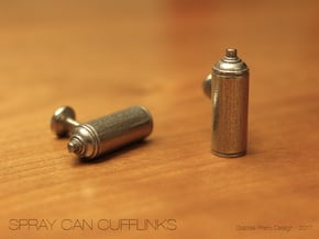 Spray Paint Can Cufflinks in Polished Bronzed Silver Steel