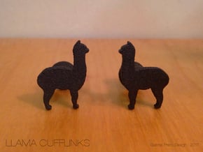Llama Cufflinks in Matte Black Steel