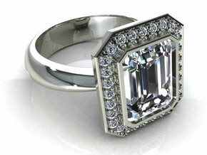 Halo Emerald Wedding Ring in Tan Fine Detail Plastic