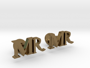 MR personalised cufflinks in Polished Bronze