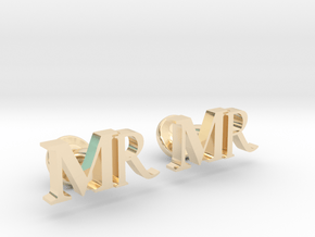 MR personalised cufflinks in 14K Yellow Gold