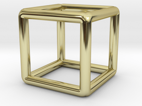 Building Cube Pendant in 18k Gold Plated Brass