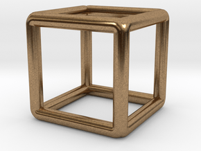 Building Cube Pendant in Natural Brass