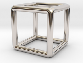 Building Cube Pendant in Rhodium Plated Brass