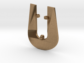 Distorted letter U in Natural Brass