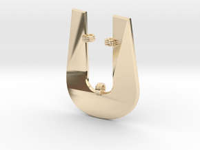Distorted letter U in 14K Yellow Gold