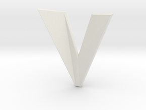 Distorted letter V in White Natural Versatile Plastic