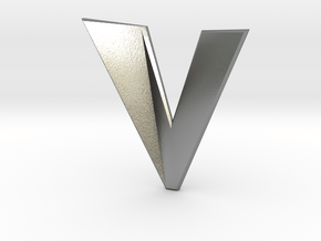 Distorted letter V in Natural Silver