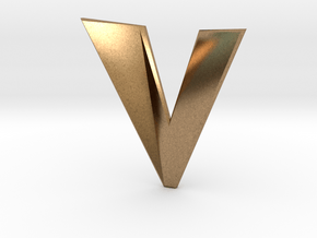 Distorted letter V in Natural Brass