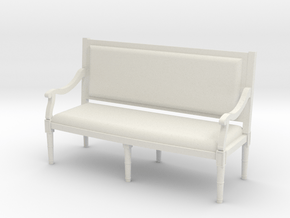 1:48 Louis XVI Sofa Settee with Straight Back in White Natural Versatile Plastic