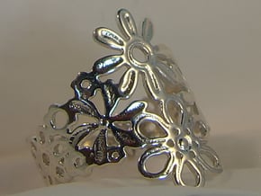 Spring  Flower Ring in Polished Silver