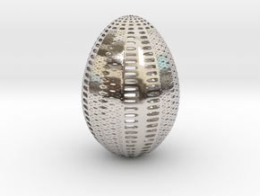 Designer Egg 1 in Rhodium Plated Brass