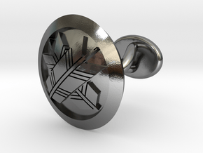Japanese mark cufflink "丸に違い矢紋" in Polished Silver: Small