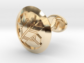 Japanese mark cufflink "丸に違い矢紋" in 14k Gold Plated Brass: Small