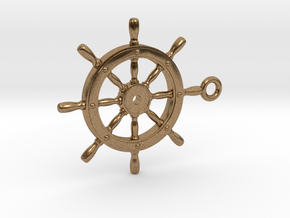 ship wheel Pendant 2 in Natural Brass