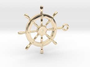 ship wheel Pendant 2 in 14k Gold Plated Brass