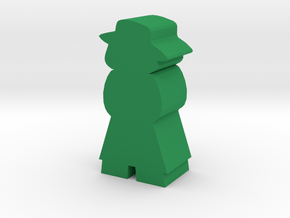 Game Piece Woman With Hat And Trench Coat in Green Processed Versatile Plastic