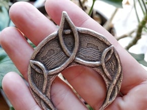 Mani Pendant in Polished Bronzed Silver Steel