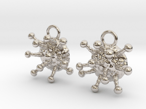 Cannabis Trichome Earrings - Nature Jewelry in Rhodium Plated Brass