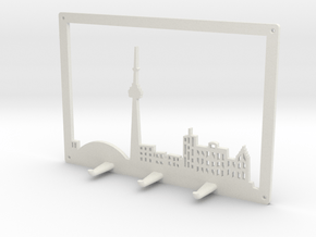Toronto Skyline - Key Chain Holder With Border in White Natural Versatile Plastic