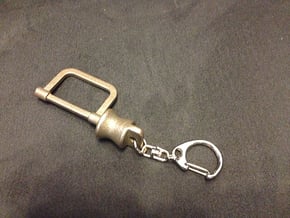 Jig Saw Key Chain in Polished Bronzed Silver Steel
