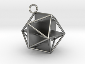 Golden Icosahedron Pendant in Natural Silver