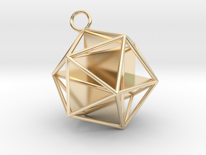 Golden Icosahedron Pendant in 14k Gold Plated Brass