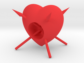 Arrow Through Heart in Red Processed Versatile Plastic