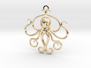 Cthulhu Sculpted Pendant in 14K Yellow Gold