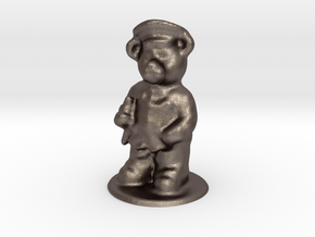 Police Bear in Polished Bronzed Silver Steel