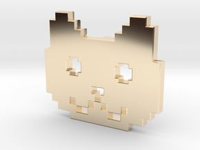 Retro Pixel Cat Pendant in 14k Gold Plated Brass