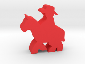 Game Piece, Cowboy, Riding Horse in Red Processed Versatile Plastic