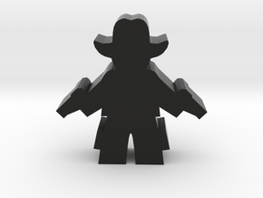 Game Piece, Cowboy, Standing Two Pistols in Black Natural Versatile Plastic