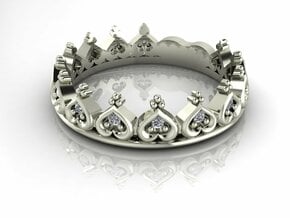 Sizeable Crown Ring no stones in Fine Detail Polished Silver