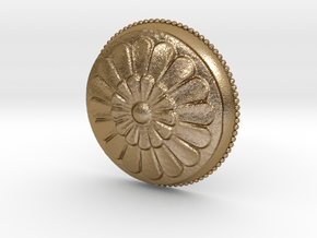 Circular Flowers Relief Pendant in Polished Gold Steel