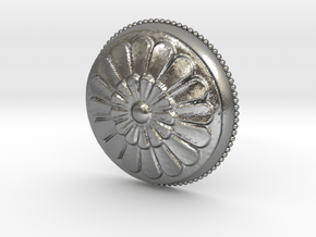 Circular Flowers Relief Pendant in Natural Silver