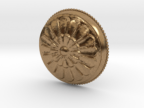 Circular Flowers Relief Pendant in Natural Brass