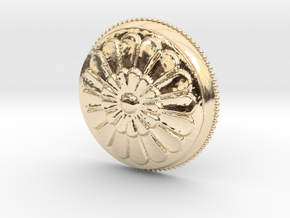 Circular Flowers Relief Pendant in 14k Gold Plated Brass