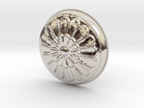 Circular Flowers Relief Pendant in Rhodium Plated Brass