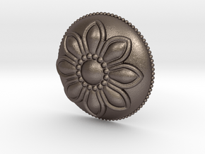 Margarita Flower Pendant in Polished Bronzed Silver Steel
