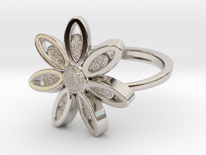 Spring Blossom -Ring in Rhodium Plated Brass