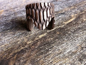 Hexagon Wave Ring in Polished Bronze Steel