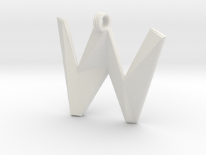 Distorted letter W in White Natural Versatile Plastic