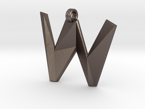 Distorted letter W in Polished Bronzed Silver Steel