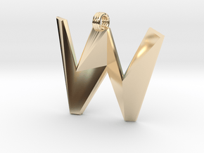 Distorted letter W in 14K Yellow Gold